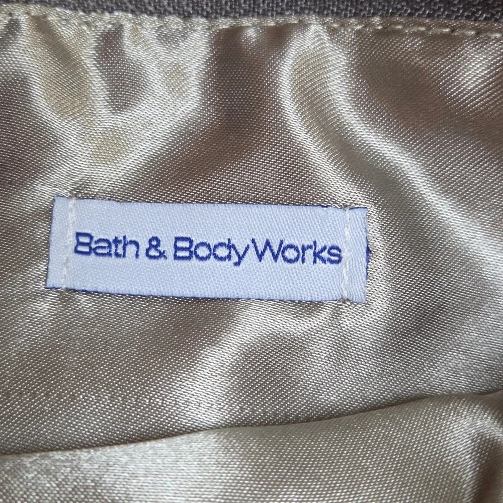 Bath & Body Works Sweet Pea Satin Clutch Bag Taupe Evening Pouch 9.5x7